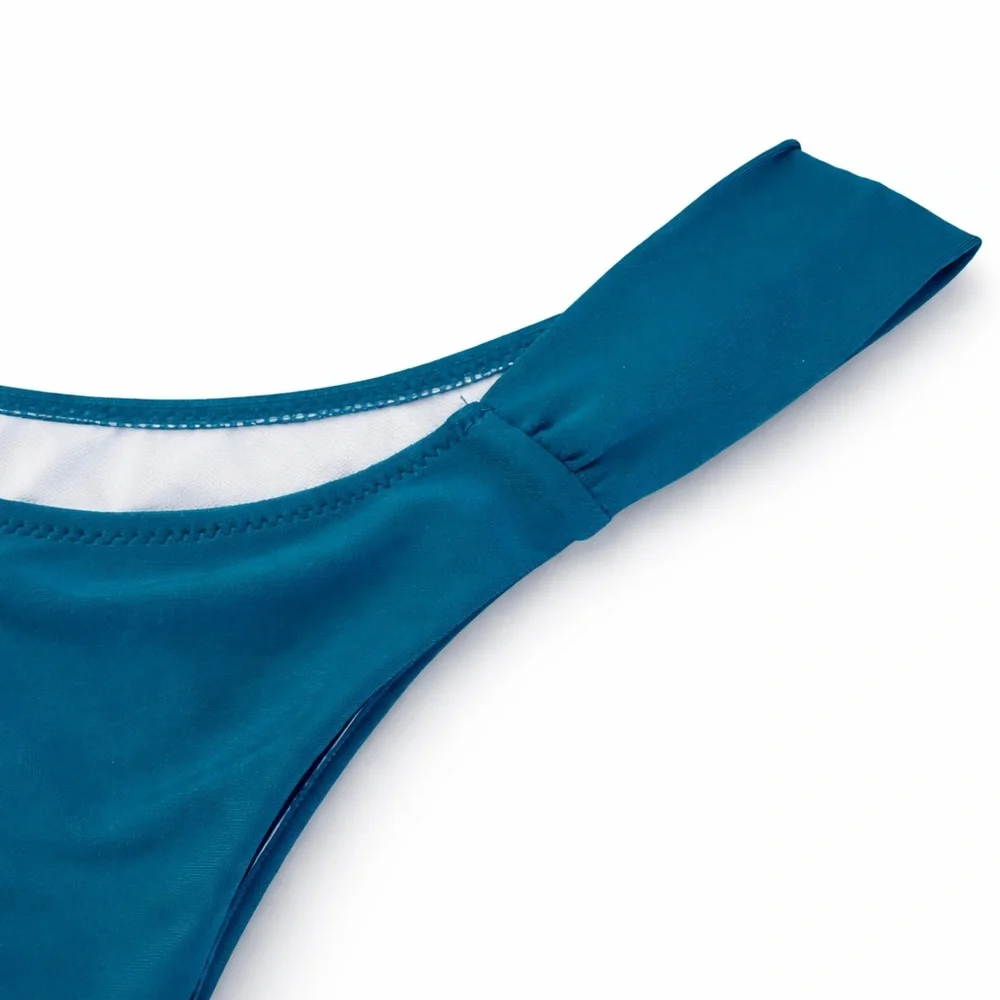 ✨ Red Teal Colorblock‎ Triangle Bikini Set High Cut Bottom Size L New ✨